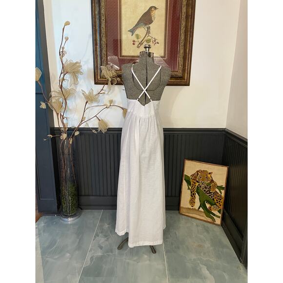 J.Crew White Linen Cotton Maxi Dress 3X Plus Size Crisscross Back - Picture 5 of 15
